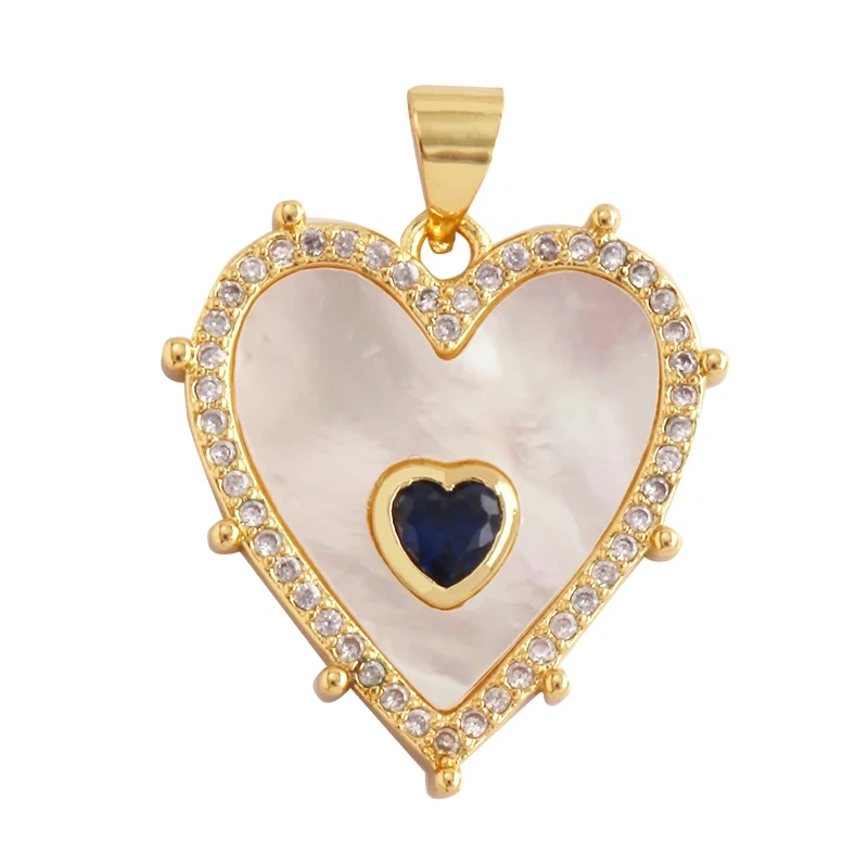 Trendy Round Heart Shape Natural Mother of Pearl Shell Agate Malachite Charm Pendant,Jewelry For Necklace Accessories Supply L55