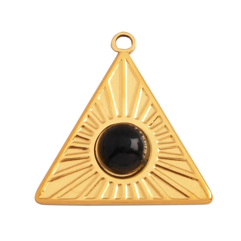 316 Stainless Steel Vaccum Plating Sun Fan Triangle Gem Stone Geometry Charm Pendant,DIY Bracelet Necklace Components Supply L72