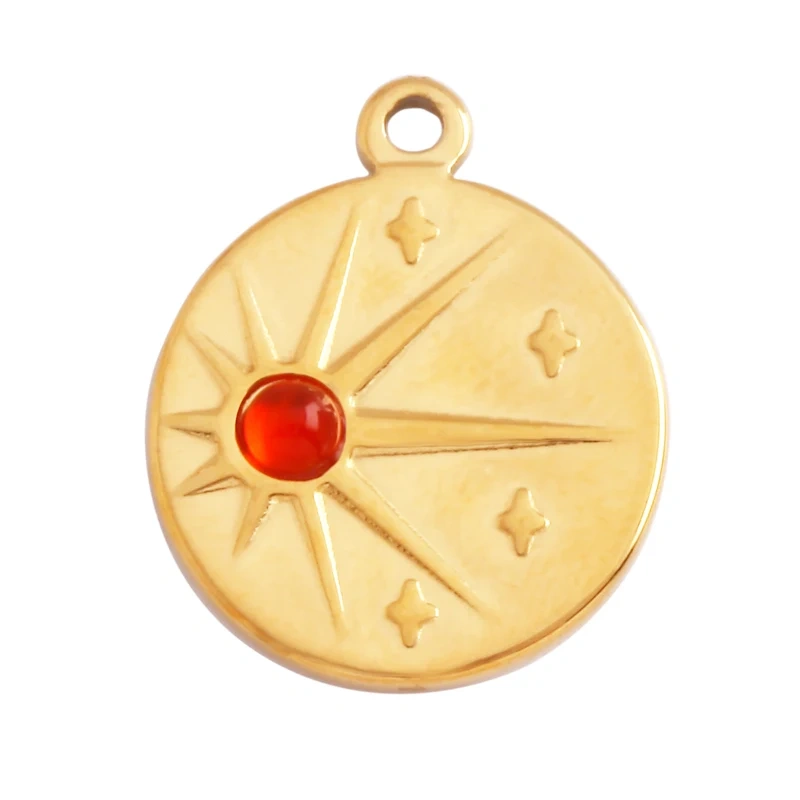 316 Stainless Steel Vaccum Plating Sun Fan Triangle Gem Stone Geometry Charm Pendant,DIY Bracelet Necklace Components Supply L72