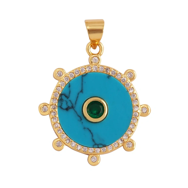 Trendy Round Heart Shape Natural Mother of Pearl Shell Agate Malachite Charm Pendant,Jewelry For Necklace Accessories Supply L55