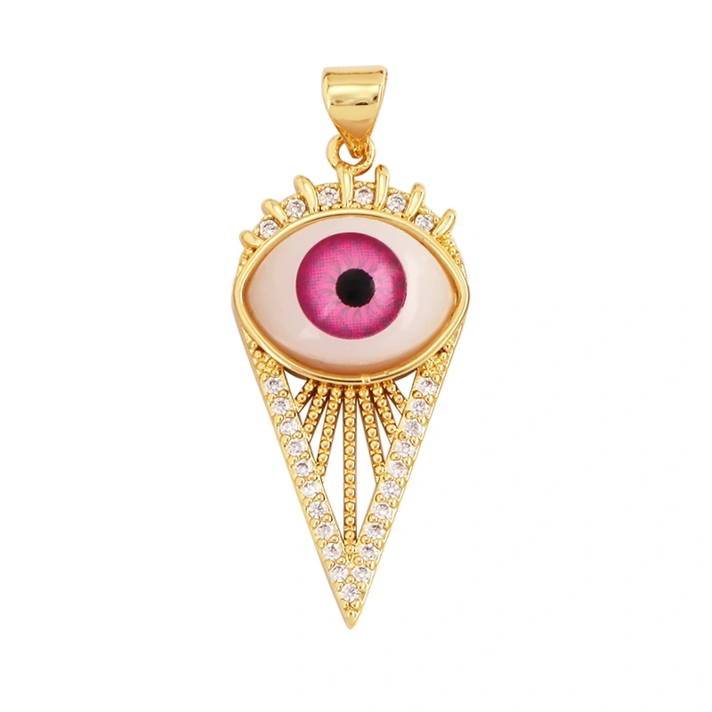 Trendy Amulet Turkish Lucky Evil Eye Charm Pendant,18K Gold Zirconia CZ Paved,Jewelry Necklace Bracelet Accessories Supplies L55