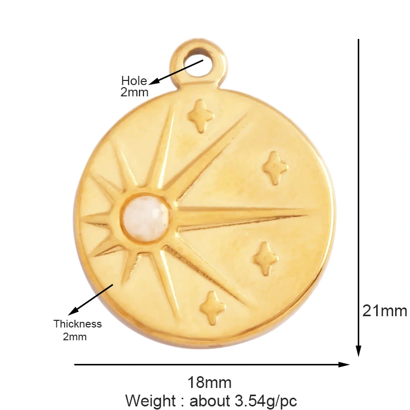 316 Stainless Steel Vaccum Plating Sun Fan Triangle Gem Stone Geometry Charm Pendant,DIY Bracelet Necklace Components Supply L72