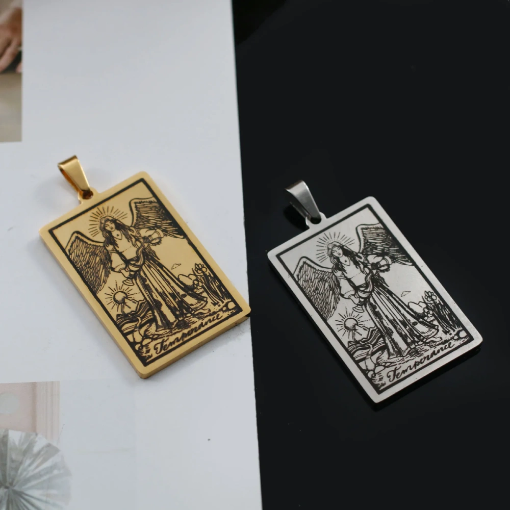 Popular European American Vintage Stainless Steel 22 Pieces Tarot Pendant,18K Vacuum Plated Titanium Men's Necklace Supplies N30