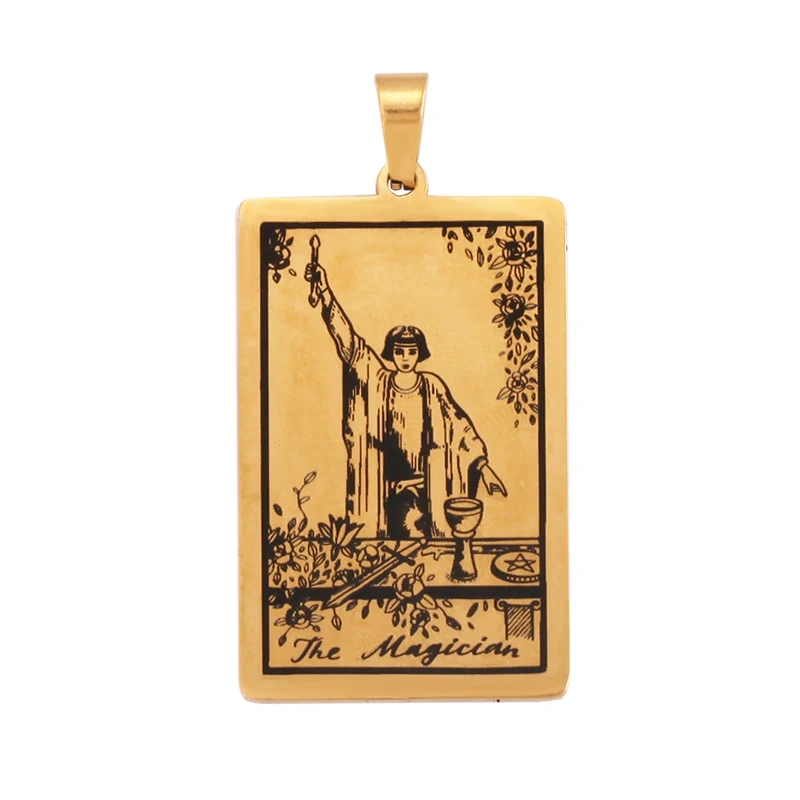 Popular European American Vintage Stainless Steel 22 Pieces Tarot Pendant,18K Vacuum Plated Titanium Men's Necklace Supplies N30