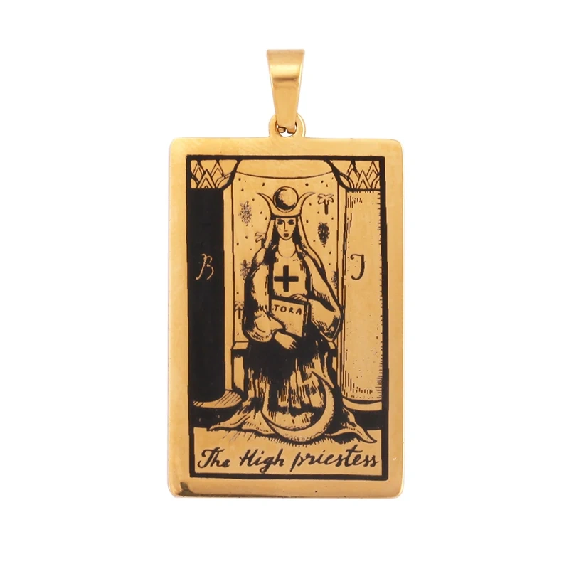 Popular European American Vintage Stainless Steel 22 Pieces Tarot Pendant,18K Vacuum Plated Titanium Men's Necklace Supplies N30