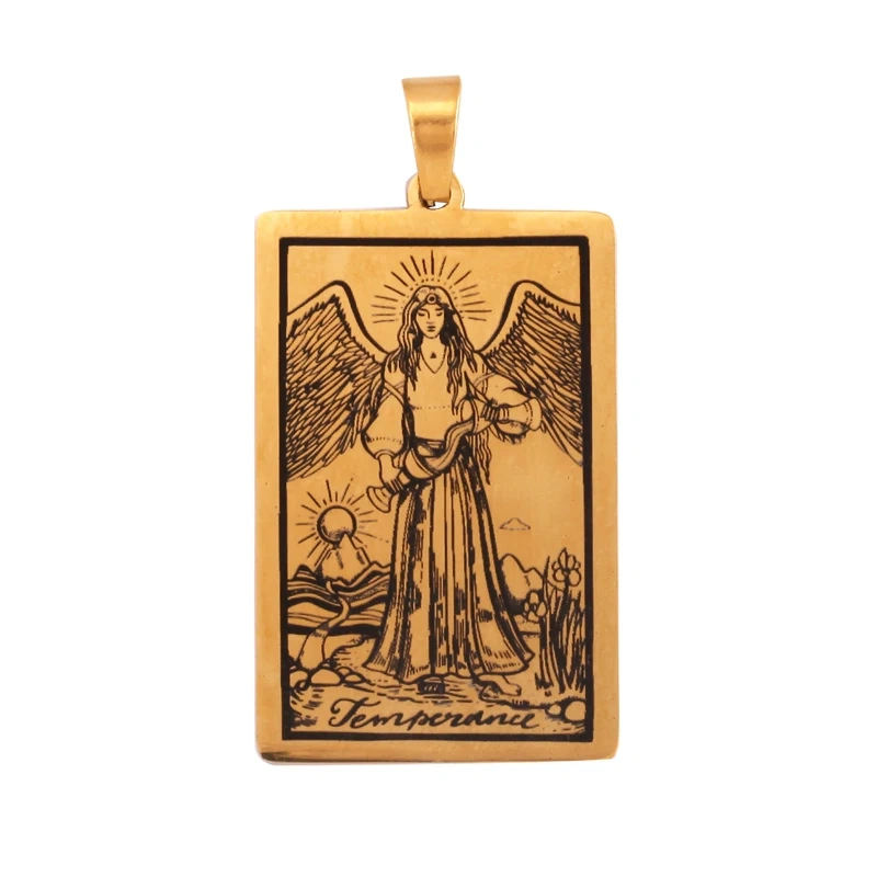 Popular European American Vintage Stainless Steel 22 Pieces Tarot Pendant,18K Vacuum Plated Titanium Men's Necklace Supplies N30