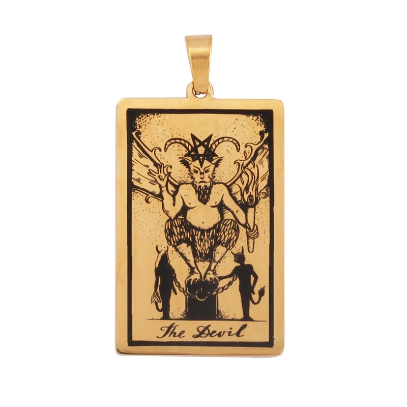 Popular European American Vintage Stainless Steel 22 Pieces Tarot Pendant,18K Vacuum Plated Titanium Men's Necklace Supplies N30