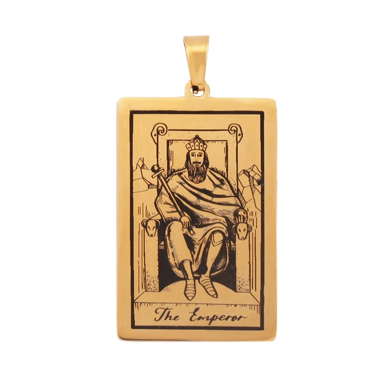 Popular European American Vintage Stainless Steel 22 Pieces Tarot Pendant,18K Vacuum Plated Titanium Men's Necklace Supplies N30