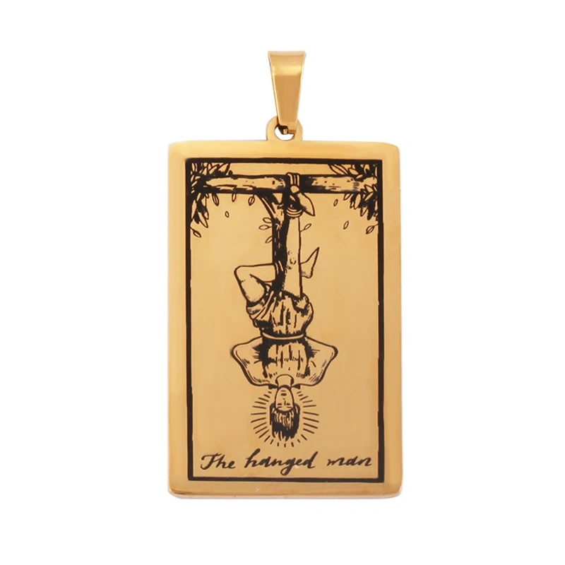 Popular European American Vintage Stainless Steel 22 Pieces Tarot Pendant,18K Vacuum Plated Titanium Men's Necklace Supplies N30
