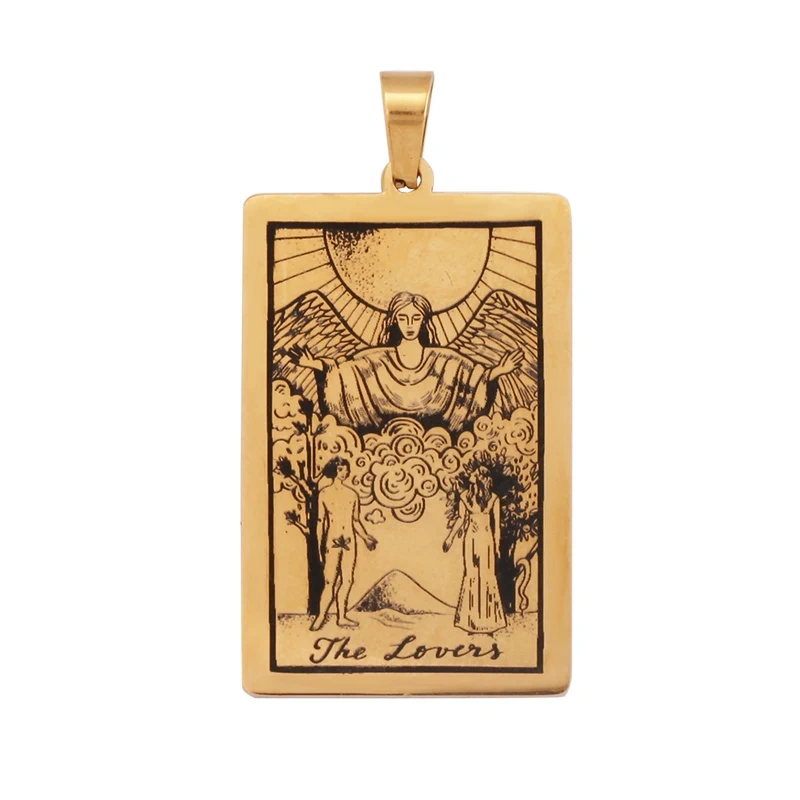 Popular European American Vintage Stainless Steel 22 Pieces Tarot Pendant,18K Vacuum Plated Titanium Men's Necklace Supplies N30