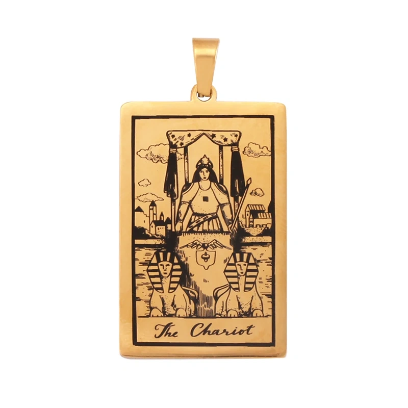 Popular European American Vintage Stainless Steel 22 Pieces Tarot Pendant,18K Vacuum Plated Titanium Men's Necklace Supplies N30