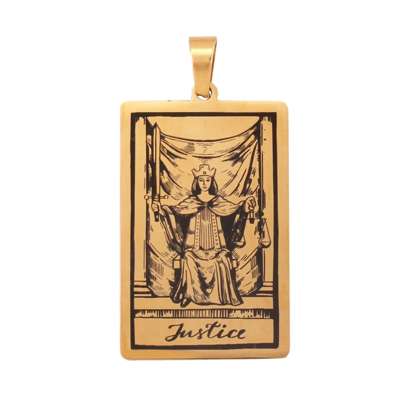 Popular European American Vintage Stainless Steel 22 Pieces Tarot Pendant,18K Vacuum Plated Titanium Men's Necklace Supplies N30