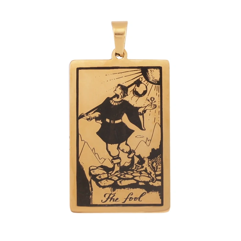 Popular European American Vintage Stainless Steel 22 Pieces Tarot Pendant,18K Vacuum Plated Titanium Men's Necklace Supplies N30
