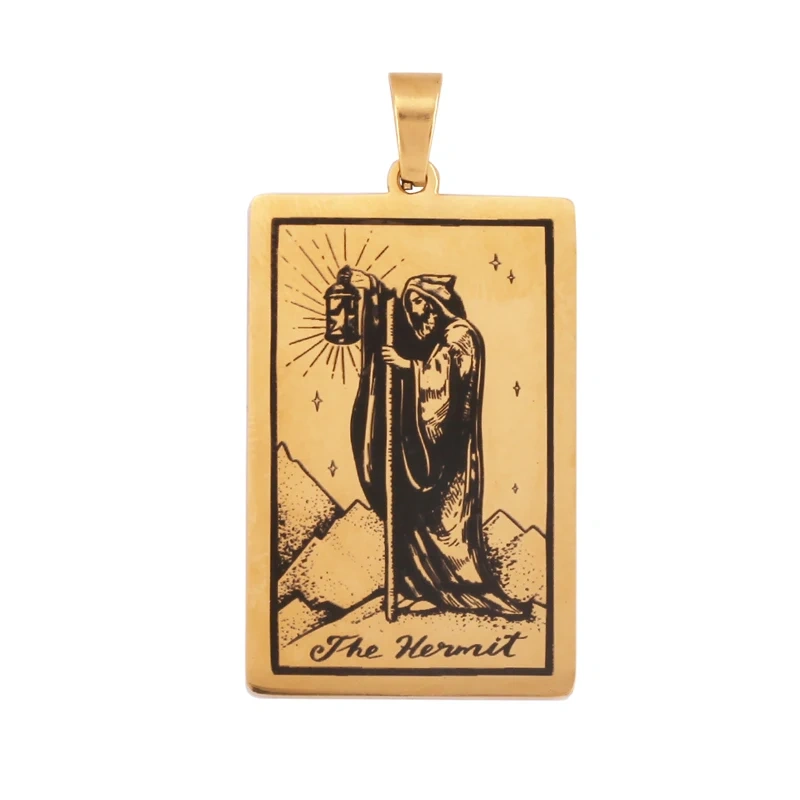 Popular European American Vintage Stainless Steel 22 Pieces Tarot Pendant,18K Vacuum Plated Titanium Men's Necklace Supplies N30