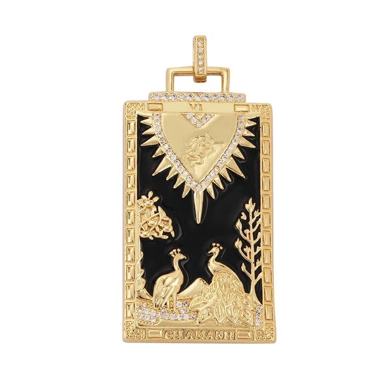 Enamel Tarot Cards Focal Mega Pendant,New 18K Real Gold Plated Shell DIY Jewelry Accessories  for Bracelets Necklaces Making M07