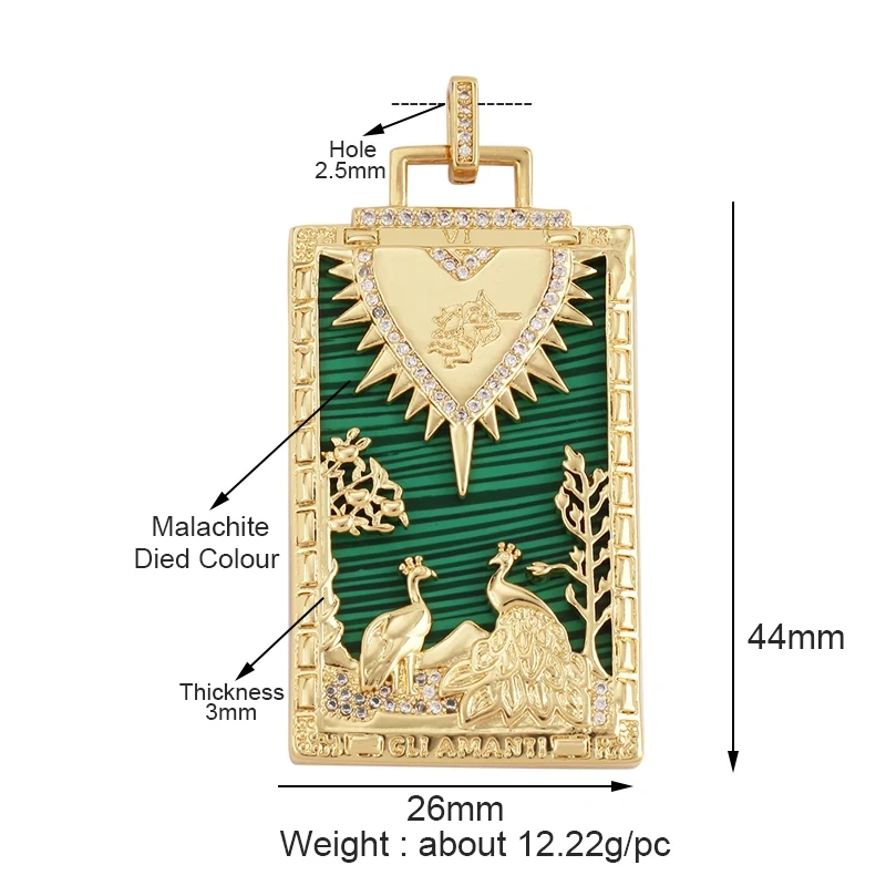 Enamel Tarot Cards Focal Mega Pendant,New 18K Real Gold Plated Shell DIY Jewelry Accessories  for Bracelets Necklaces Making M07