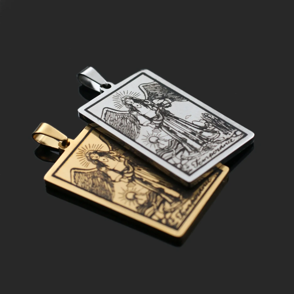 Popular European American Vintage Stainless Steel 22 Pieces Tarot Pendant,18K Vacuum Plated Titanium Men's Necklace Supplies N30