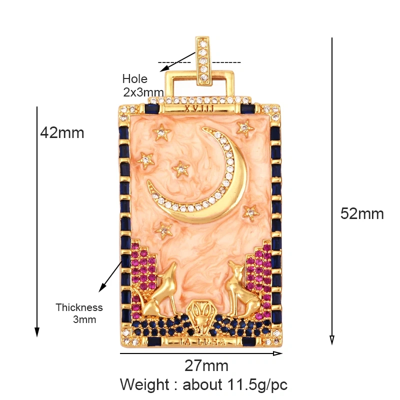 Enamel Tarot Cards Focal Mega Pendant,New 18K Real Gold Plated Shell DIY Jewelry Accessories  for Bracelets Necklaces Making M07