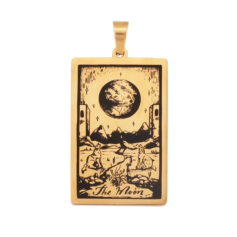 Popular European American Vintage Stainless Steel 22 Pieces Tarot Pendant,18K Vacuum Plated Titanium Men's Necklace Supplies N30