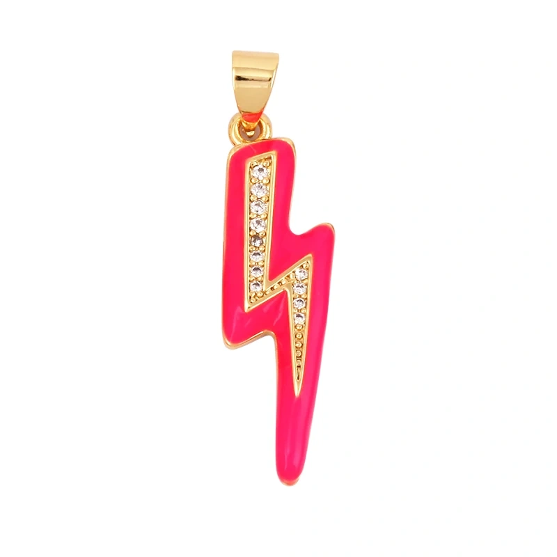 Flashing Bolt  Enamel Charm Neon Pink Orange Turquoise Red Pendant Oil Dropped,Gold Plated Colour,Necklace Bracelet Pendant M98