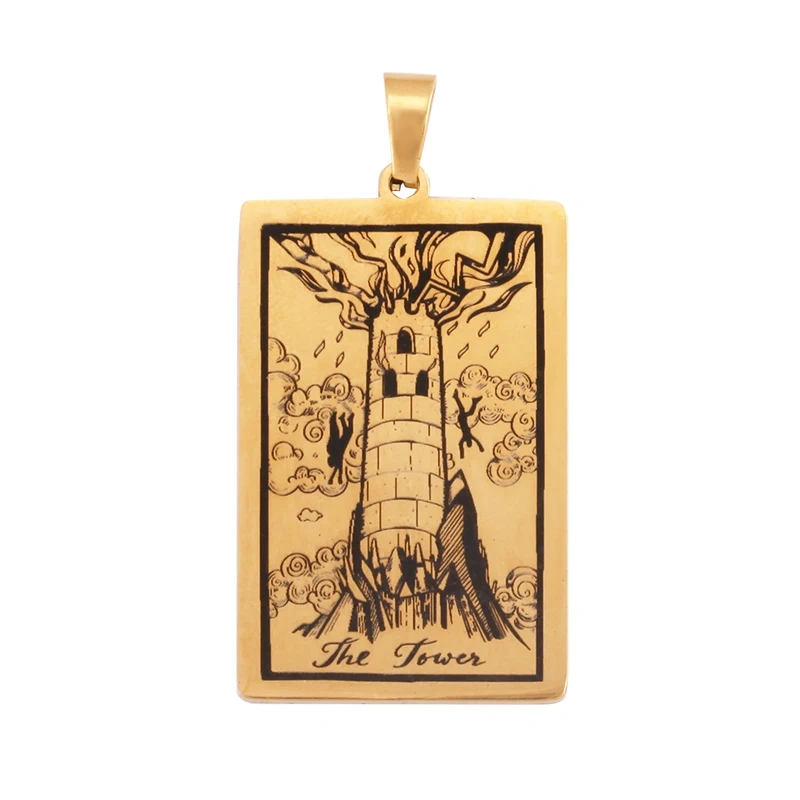 Popular European American Vintage Stainless Steel 22 Pieces Tarot Pendant,18K Vacuum Plated Titanium Men's Necklace Supplies N30