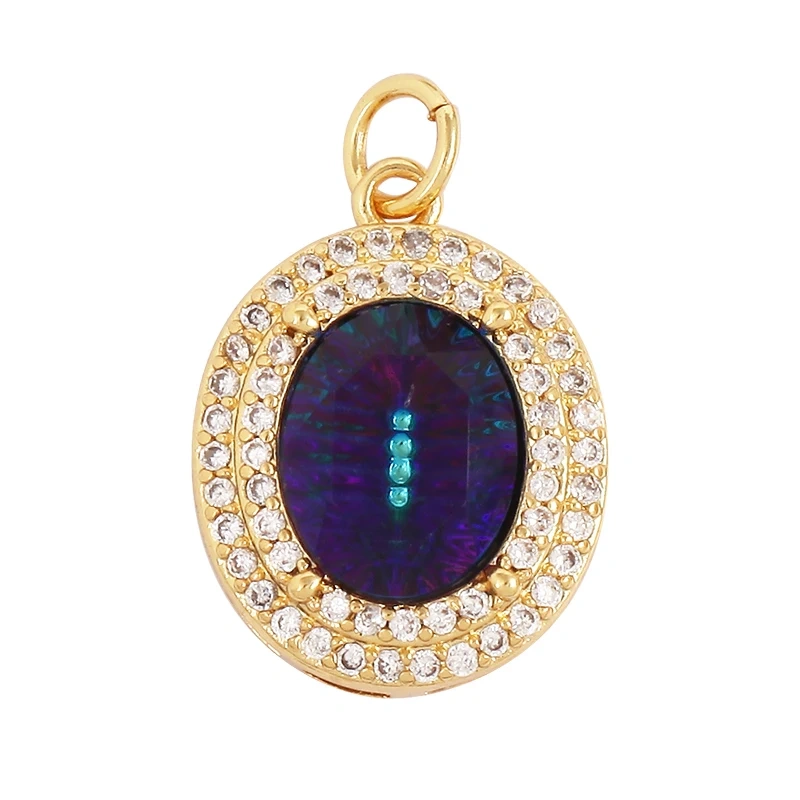 Snake Lizard Eyes Colourful Cubic Zircon Charm Pendant,Luxury Oval 18K Gold Plated Necklace for  Jewelry Accessories M98