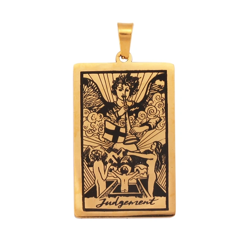 Popular European American Vintage Stainless Steel 22 Pieces Tarot Pendant,18K Vacuum Plated Titanium Men's Necklace Supplies N30