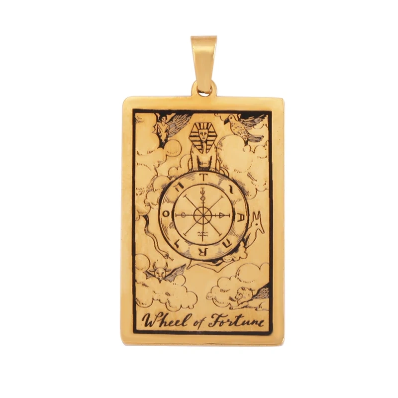 Popular European American Vintage Stainless Steel 22 Pieces Tarot Pendant,18K Vacuum Plated Titanium Men's Necklace Supplies N30