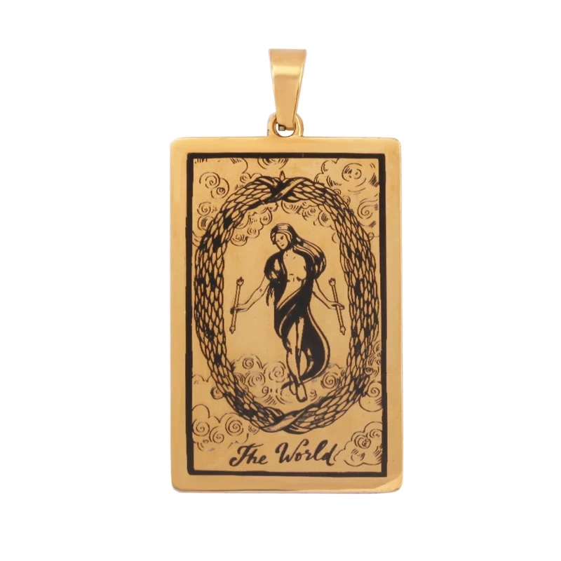 Popular European American Vintage Stainless Steel 22 Pieces Tarot Pendant,18K Vacuum Plated Titanium Men's Necklace Supplies N30