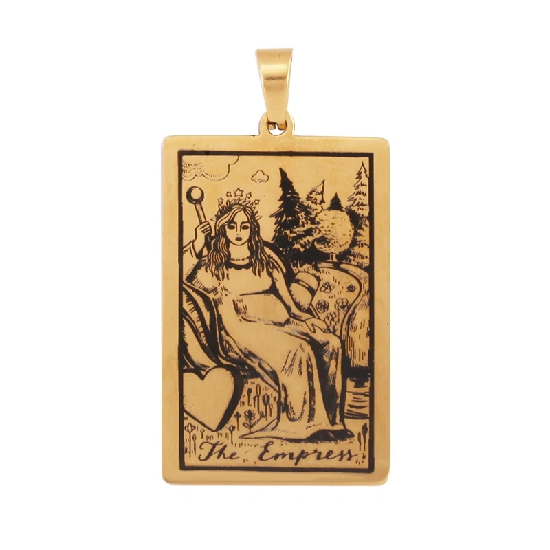 Popular European American Vintage Stainless Steel 22 Pieces Tarot Pendant,18K Vacuum Plated Titanium Men's Necklace Supplies N30