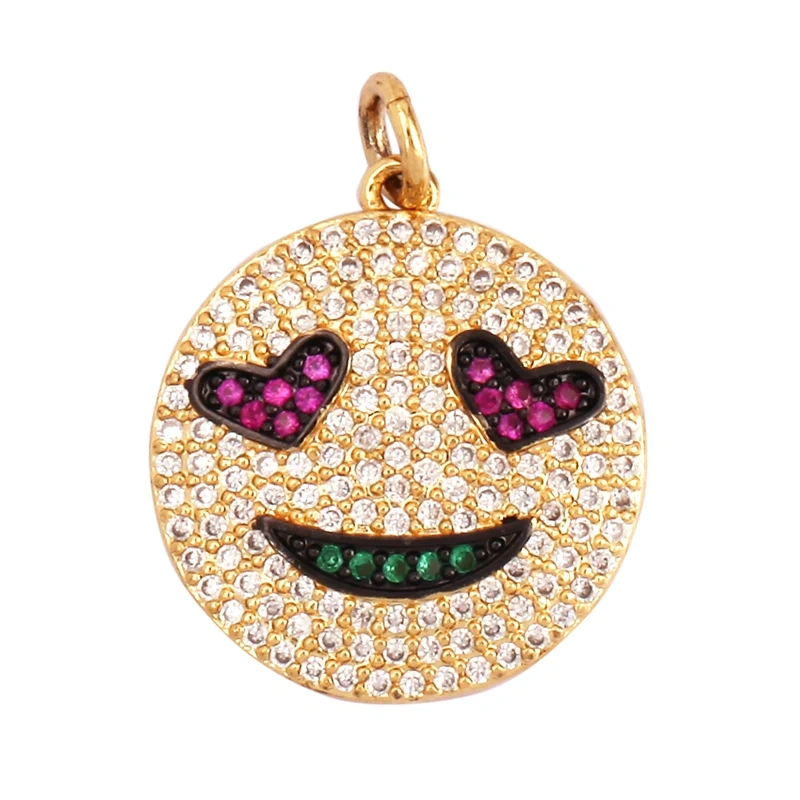 Emoji CZ Charm ,Real Gold Plated Colour,Necklace Bracelet Pendant,Hand Making DIY Jewelry Whole Sale Supplies