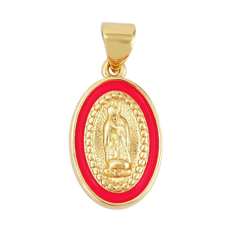Enamel Miraculous Medal Virgin Mary Catholic Holy Charm,18K Gold Colour Plated ,Craft Jewelry For Diy Necklace Wholesale M53