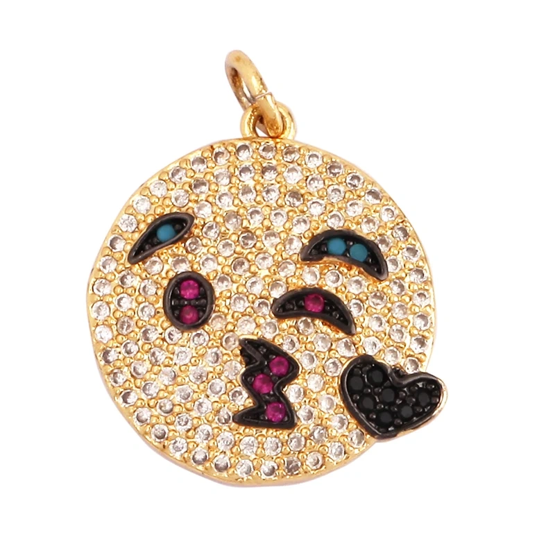Mix Colour Face CZ Charm ,Real Gold Plated Colour,Necklace Bracelet Pendant,Hand Making DIY Jewelry Whole Sale Supplies L70