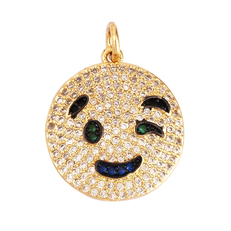 Emoji CZ Charm ,Real Gold Plated Colour,Necklace Bracelet Pendant,Hand Making DIY Jewelry Whole Sale Supplies