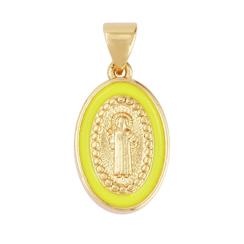 Enamel Miraculous Medal Virgin Mary Catholic Holy Charm,18K Gold Colour Plated ,Craft Jewelry For Diy Necklace Wholesale M53