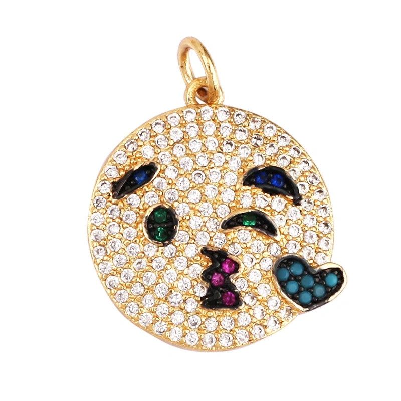 Mix Colour Face CZ Charm ,Real Gold Plated Colour,Necklace Bracelet Pendant,Hand Making DIY Jewelry Whole Sale Supplies L70