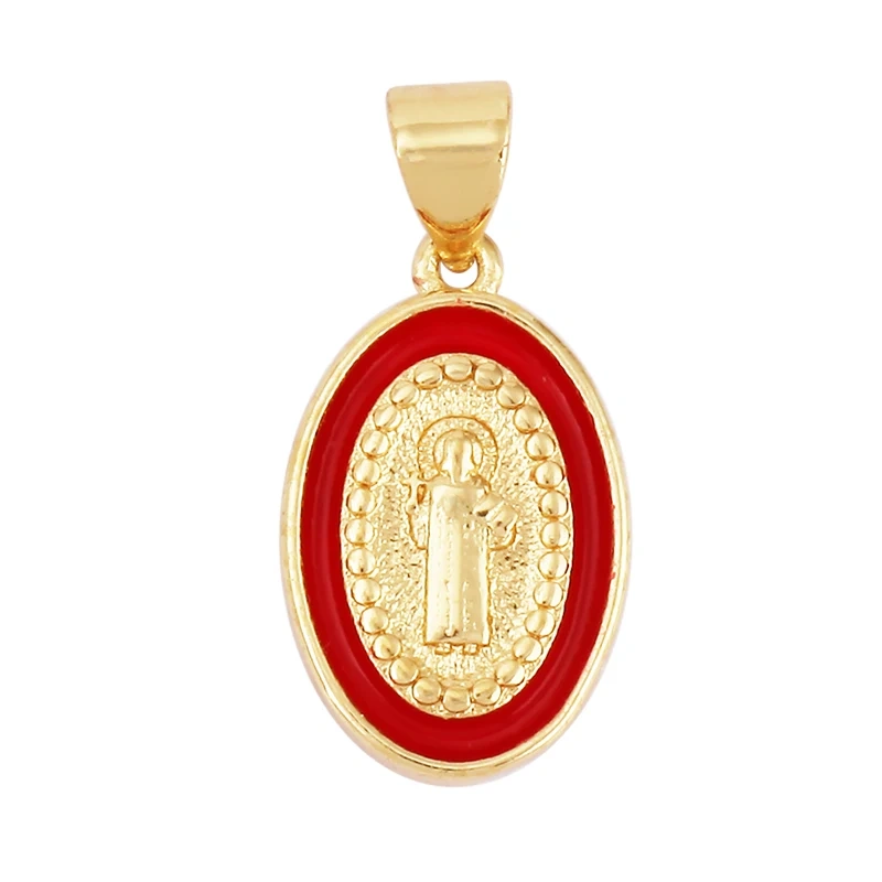 Enamel Miraculous Medal Virgin Mary Catholic Holy Charm,18K Gold Colour Plated ,Craft Jewelry For Diy Necklace Wholesale M53