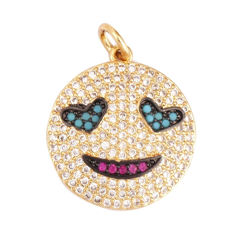 Mix Colour Face CZ Charm ,Real Gold Plated Colour,Necklace Bracelet Pendant,Hand Making DIY Jewelry Whole Sale Supplies L70