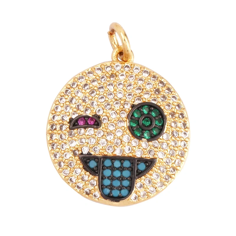 Mix Colour Face CZ Charm ,Real Gold Plated Colour,Necklace Bracelet Pendant,Hand Making DIY Jewelry Whole Sale Supplies L70