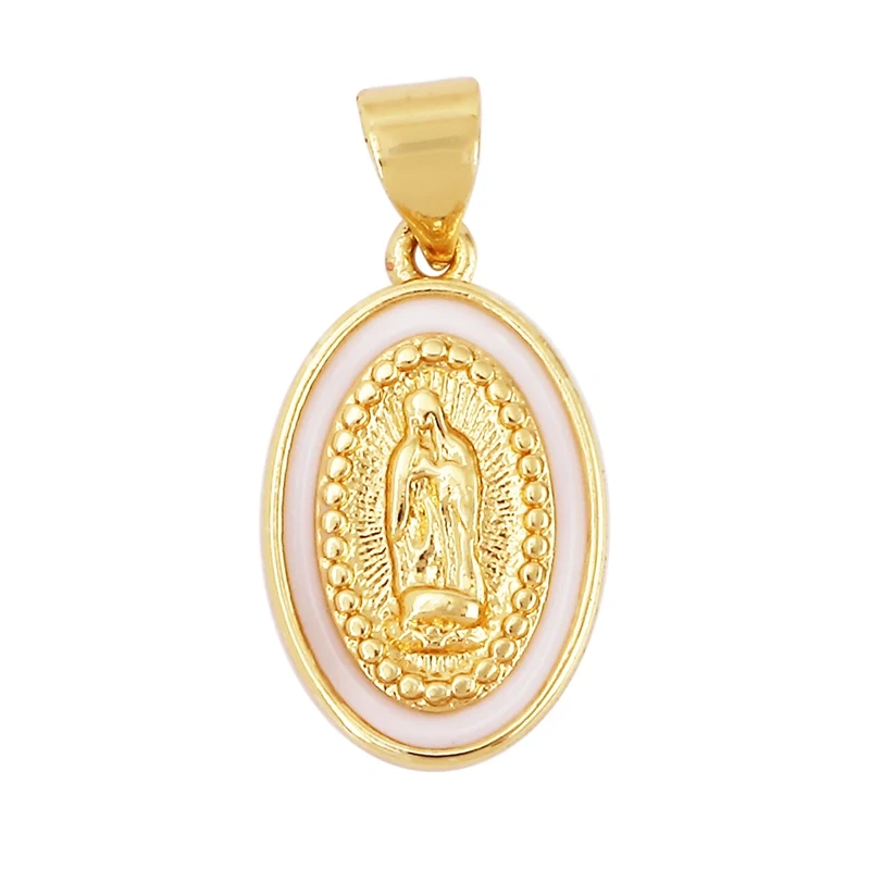 Enamel Miraculous Medal Virgin Mary Catholic Holy Charm,18K Gold Colour Plated ,Craft Jewelry For Diy Necklace Wholesale M53