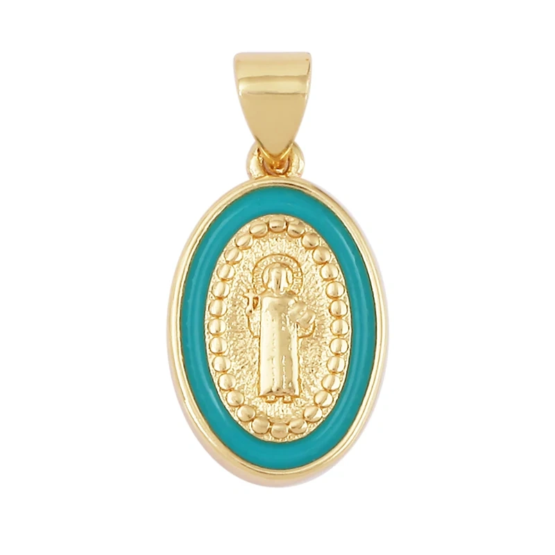 Enamel Miraculous Medal Virgin Mary Catholic Holy Charm,18K Gold Colour Plated ,Craft Jewelry For Diy Necklace Wholesale M53