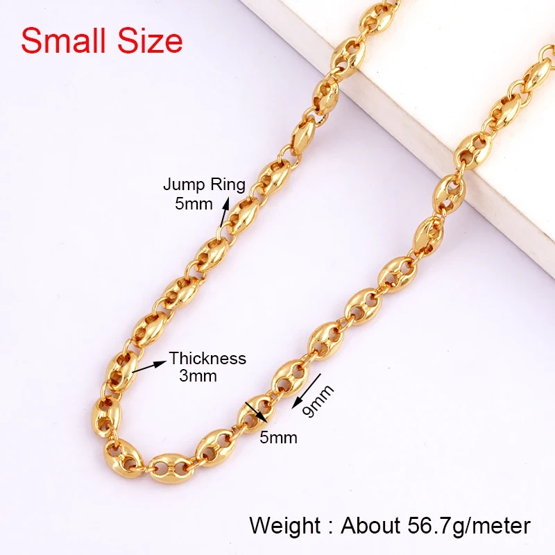 Fashion Hip Hop Pig Nose Brass Metal Chain DIY Coffee Bean Button Chain,Half Finished Necklace Bracelet For Beading Supplies Q39