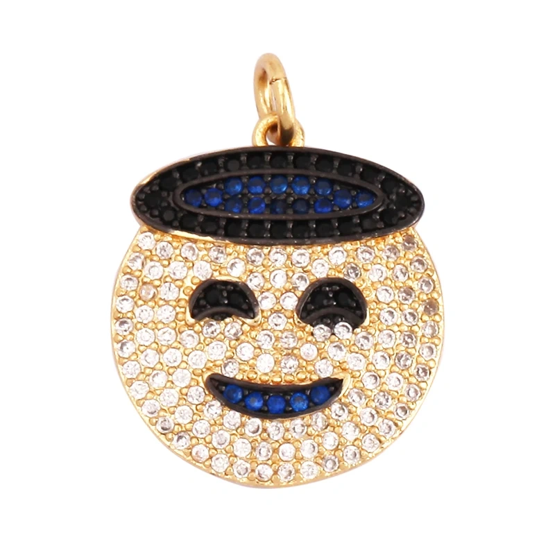 Emoji CZ Charm ,Real Gold Plated Colour,Necklace Bracelet Pendant,Hand Making DIY Jewelry Whole Sale Supplies