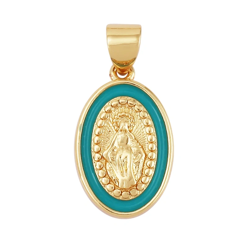 Enamel Miraculous Medal Virgin Mary Catholic Holy Charm,18K Gold Colour Plated ,Craft Jewelry For Diy Necklace Wholesale M53
