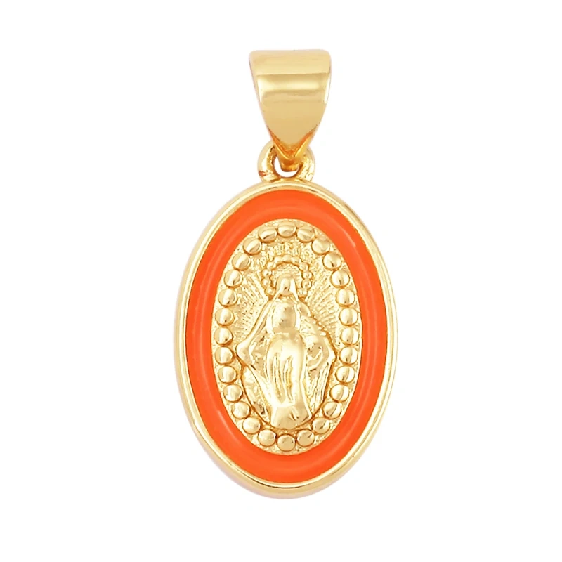 Enamel Miraculous Medal Virgin Mary Catholic Holy Charm,18K Gold Colour Plated ,Craft Jewelry For Diy Necklace Wholesale M53