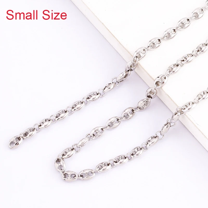 Fashion Hip Hop Pig Nose Brass Metal Chain DIY Coffee Bean Button Chain,Half Finished Necklace Bracelet For Beading Supplies Q39