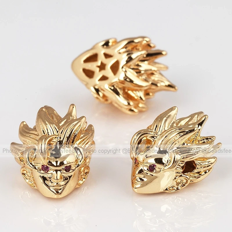 Dragon Ball Evolution Super Saiyan Majin Buu Piccolo Kuririn Carton Loose Brass Gold  Beads ,Mens Bracelet Making Supplies