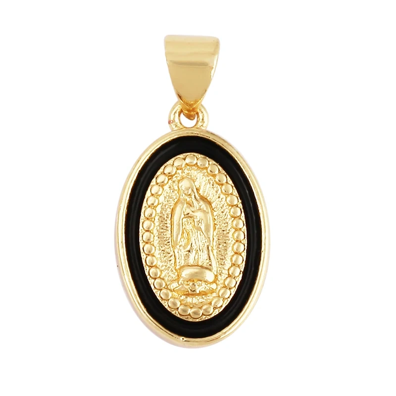 Enamel Miraculous Medal Virgin Mary Catholic Holy Charm,18K Gold Colour Plated ,Craft Jewelry For Diy Necklace Wholesale M53