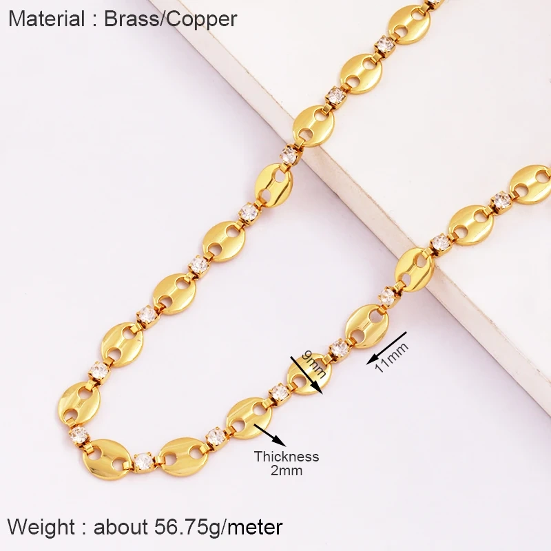 Fashion Hip Hop Pig Nose Brass Metal Chain DIY Coffee Bean Button Chain,Half Finished Necklace Bracelet For Beading Supplies Q39