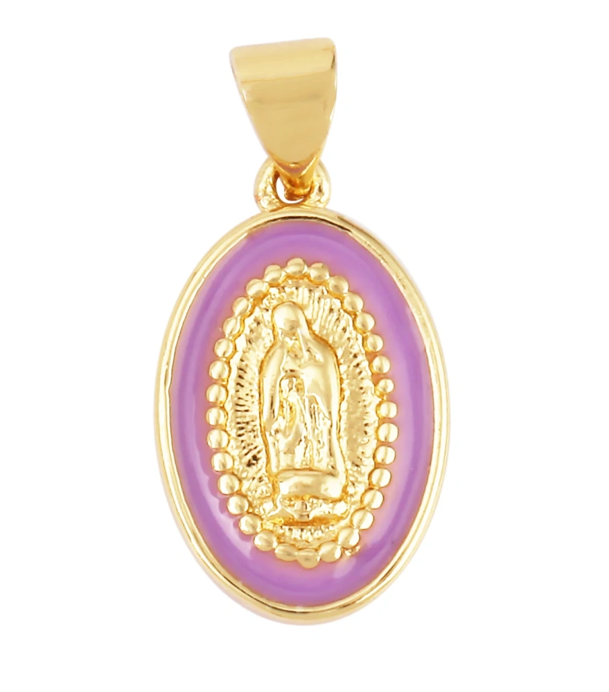Enamel Miraculous Medal Virgin Mary Catholic Holy Charm,18K Gold Colour Plated ,Craft Jewelry For Diy Necklace Wholesale M53